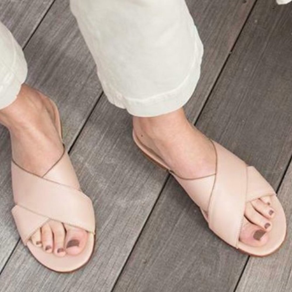 Fortress of Inca Olivia Criss Cross Leather Sandal in Blush Pink Size 37